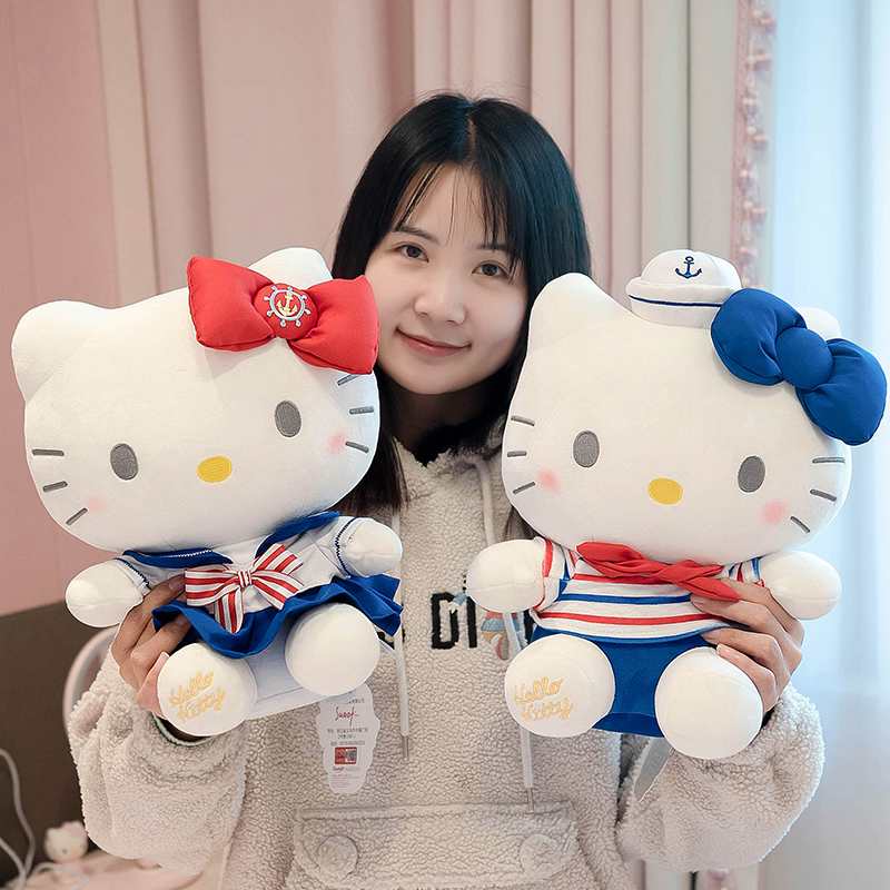 正版HelloKitty公仔情侣海军KT玩偶猫咪娃娃毛绒玩具抱枕生日礼物 - 图2