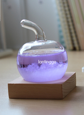 迷你可爱玻璃苹果天气瓶桌面摆件