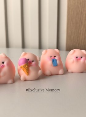 摸鱼了，猪猪姐妹躺平粉嫩微缩治愈电脑小动物桌面工位办公桌摆件