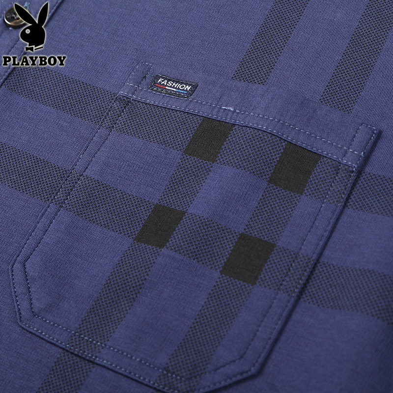 花花公子男士长袖爸爸装翻领polo衫 playboy辉腾T恤