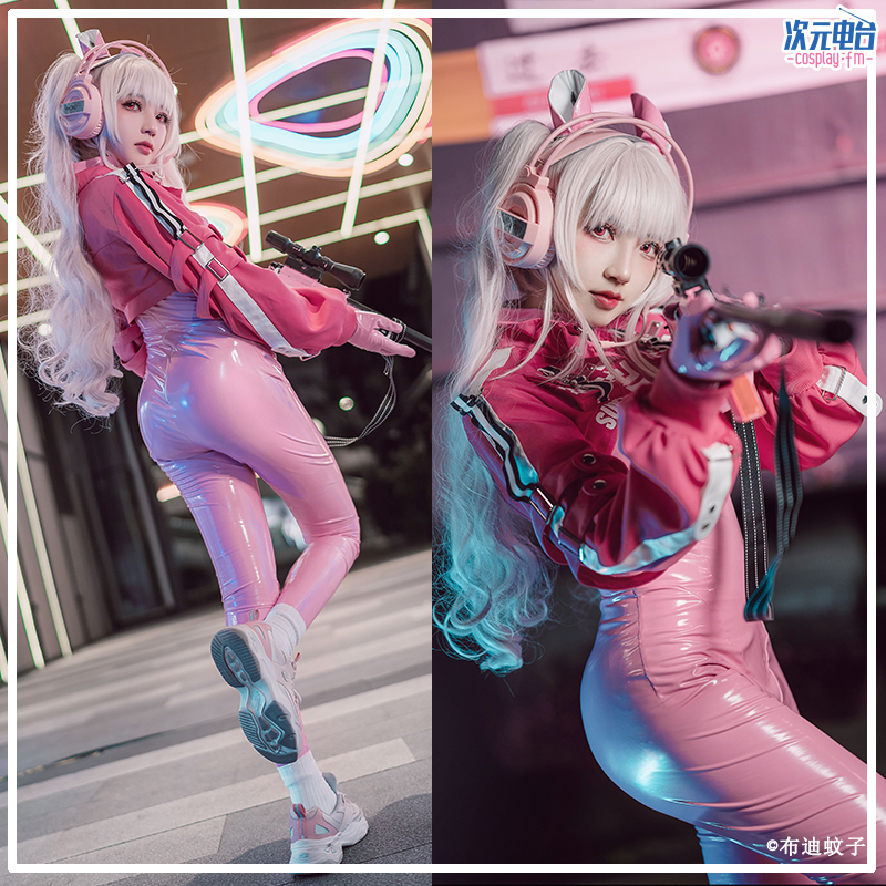 次元速发 NIKKE胜利女神爱丽丝cosplay粉色紧身衣套装连体衣PU皮-图2