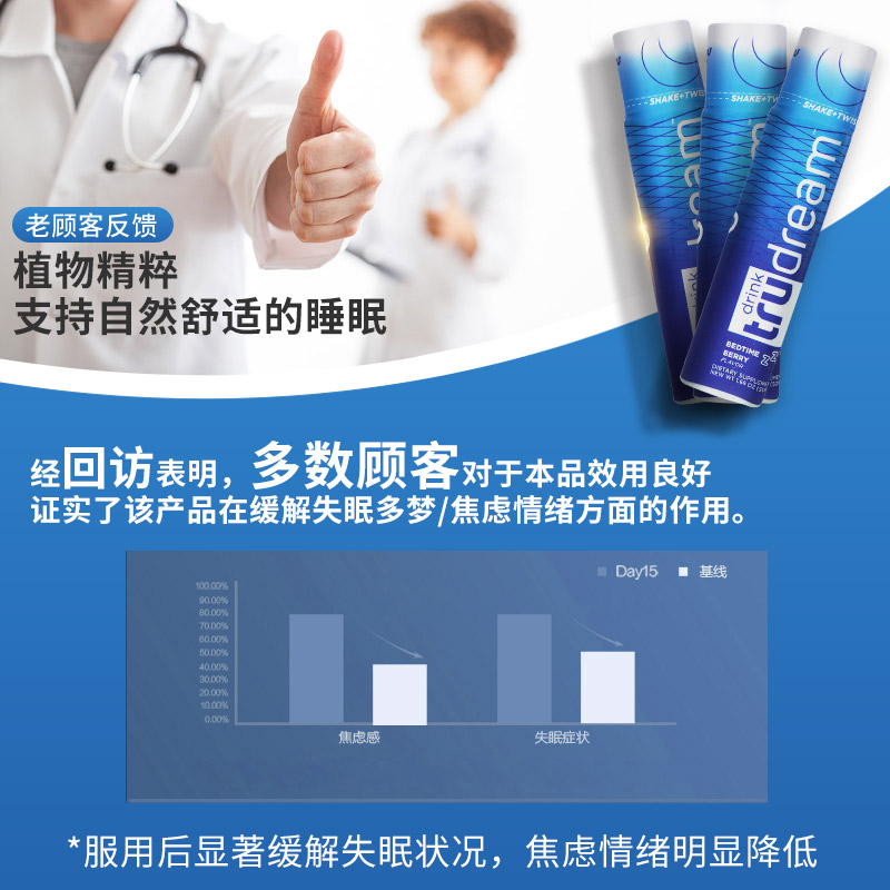 nyc美林健康海外专营店3*睡眠水饮料褪黑素安瓶睡眠神器抗抑郁焦虑安神助眠深度改善睡眠1