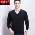 Áo len cashmere nam Hengyuanxiang trung và già mùa thu và mùa đông mới gà trái tim cổ áo len tinh khiết cashmere áo len cha - Áo len Cashmere