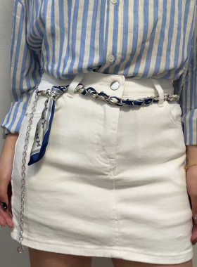 丝巾编织金属腰链女装饰配裙子细