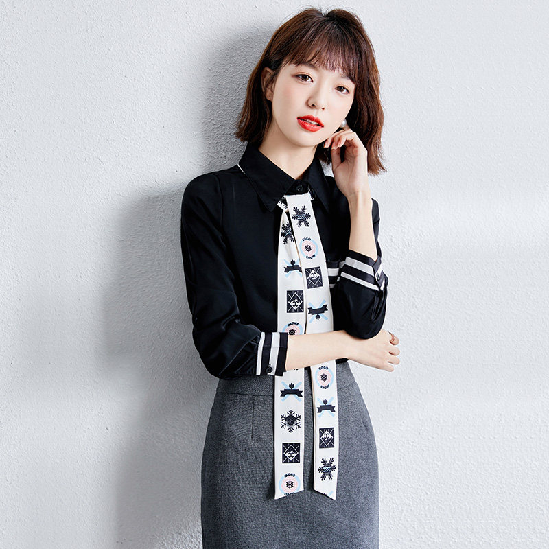 联名华来阿玛施特明星真丝雪纺衬衫 摩登猫衬衫