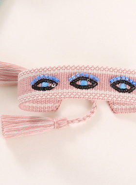 欧美蓝眼睛手链可调节的刺绣手工编织邪恶之眼手绳幸运卡片礼物