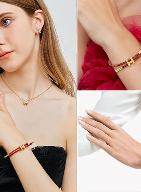 五彩编织绳手链五色钢丝手绳可调节男女同款手环情侣本命年红绳