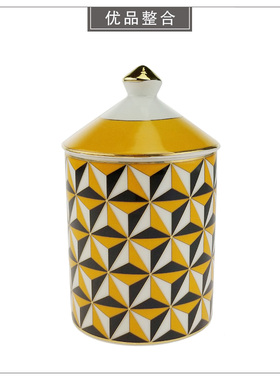 样板房创意摆件印花带盖软装饰品