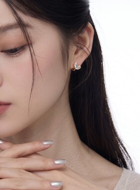 轻奢金色水钻花朵百搭耳钉