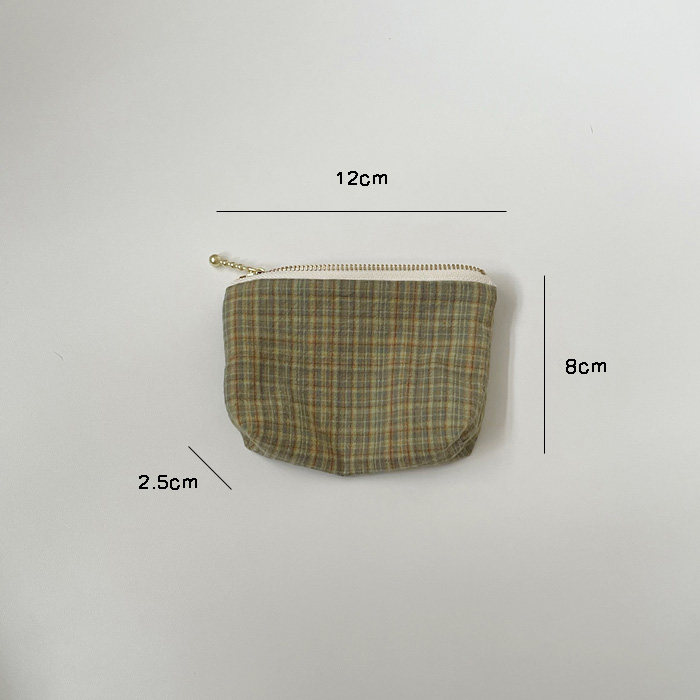 自制迷你小零钱包古典复古细格水洗布艺柔软口红小收纳包卡包红色,淘宝优惠券,粉丝福利购,淘宝优惠卷