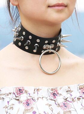 跨境电商货源欧美朋克风铆钉尖钉项圈项饰街拍夜店女郎圆环颈脖套