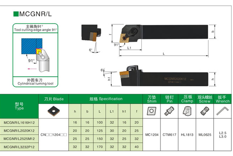 外圆 数控刀杆 MCGNR3232P12 MCGNL3232P12 P16 P19 - 图1