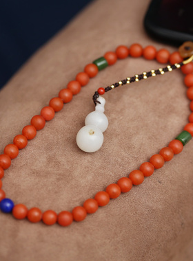 新疆和田玉籽料吊坠石上花开葫芦