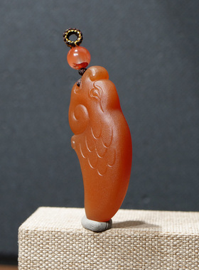 【现货】红玛瑙龙纹吊坠 挂件 上海玉雕工作室手工雕刻哑光抛光