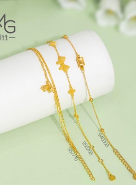 周生生官方正品MINTYGREEN微糖系列黄金足金蝴蝶结手链女款95626B