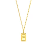 周生生 Серия Essence Yong, маленькое золотое ожерелье в форме кирпича, золото, чистое золото, маленький золотой слиток, золотая цепочка 5G, 93543N