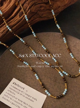 虎眼石尖晶串珠女士项链美拉德雅丹风锁骨链北欧简约时髦40+5