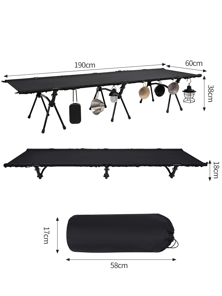 超轻便户外行军床帐篷高低便携露营单人午休折叠床轻量化离地野营-图2