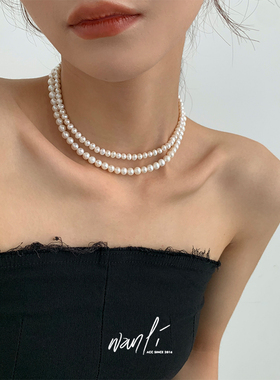 挽里天然淡水珍珠巴洛克锁骨链