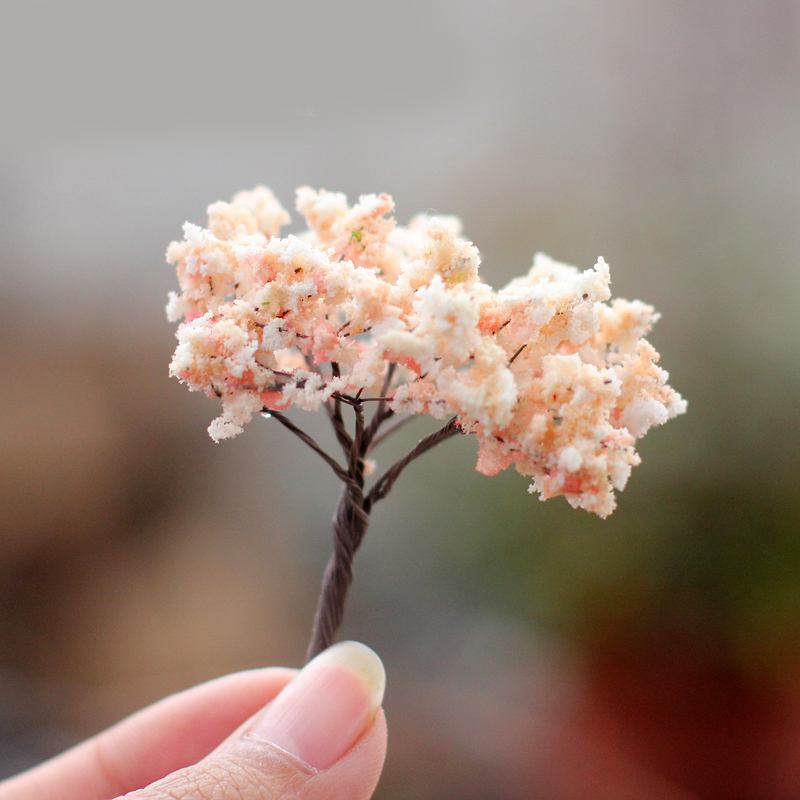 苔藓微景观装饰品手工DIY材料沙盘造景仿真樱花树迷你桃花树模型-图0