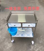 304 Tthick Integrated welding stainless steel double drawers Therapeutic Cart Small Cart Machine Surgery Car Dental Beauty Caravan