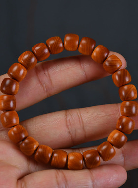 太行崖柏手串直切桶珠8/9手链崖柏佛珠陈化红油单圈横纹透光直播