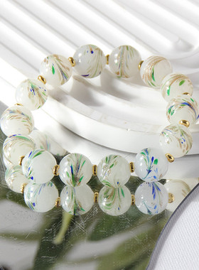 新品老琉璃手串凤尾凤眼蛙皮手链珠子复古纯手工文玩冷门男女送礼