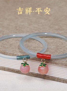 天然白玉髓手镯叮当镯子冰种女细条荔枝冻镯子水晶闺蜜款国风礼物