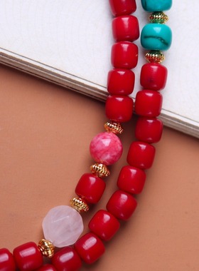 原生态红色天然菩提子古风小众手持手串女款挂脖菩提佛珠手链项链