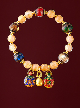 北京流通处雍和香灰金箔琉璃手串吞金兽香灰瓷手链马年2026礼物