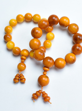 琥珀木水墨丹青佛珠手串男款文玩佛珠念珠手链女款东北沉香木瘤疤