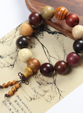 严选多宝珠手串多彩佛珠檀沉香木小叶紫檀手链男女士饰品文玩佛珠
