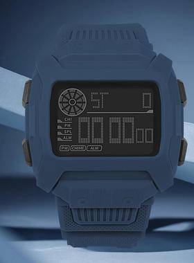 方形多功能防水电子表 夜光学生情侣运动手表 夜光闹钟日历腕表