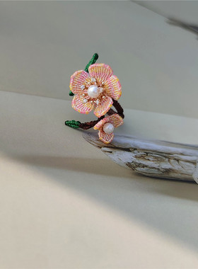 成品红梅花戒指花朵配饰
