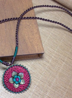 民族风手工花朵长项链