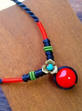 民族风红色贝珠短款锁骨链项链