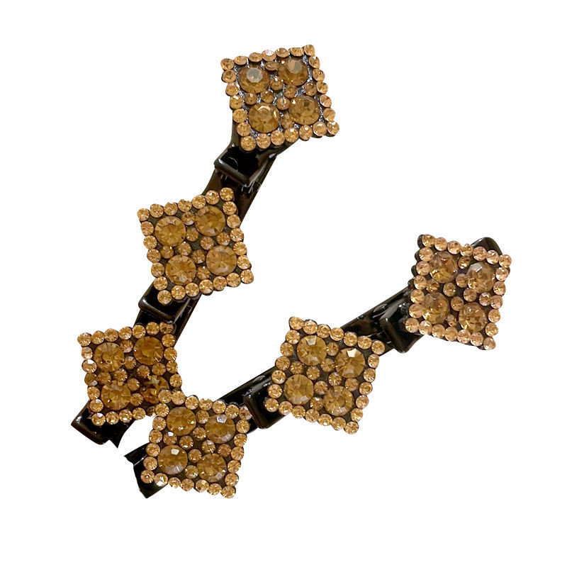 女网红时尚方形水钻编发发夹日常碎发侧边刘海固定头饰 - 图3