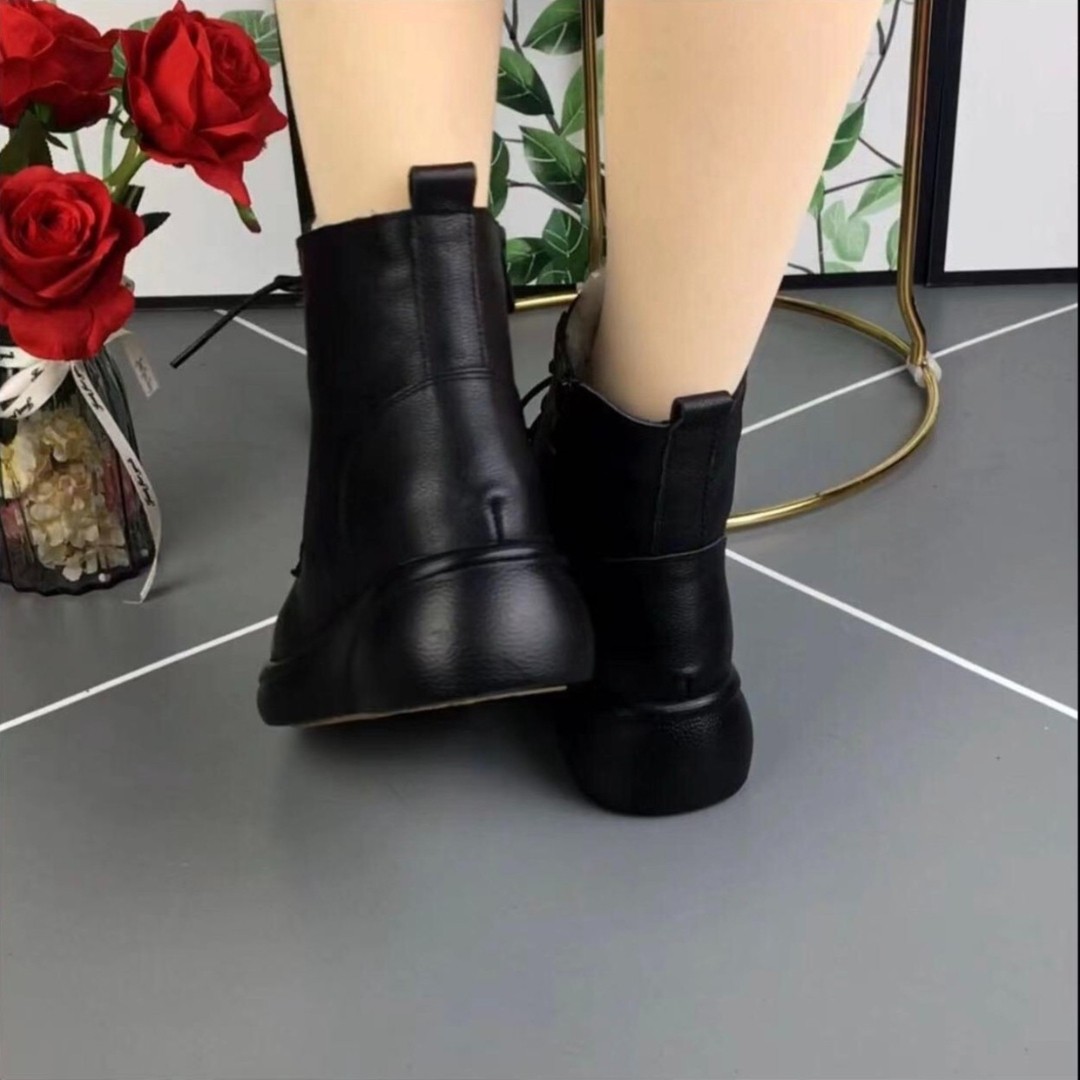 皮毛一体羊毛马丁靴女秋冬新款松糕厚底短靴纯牛皮舒适软底妈妈鞋,淘宝优惠券,粉丝福利购,淘宝优惠卷