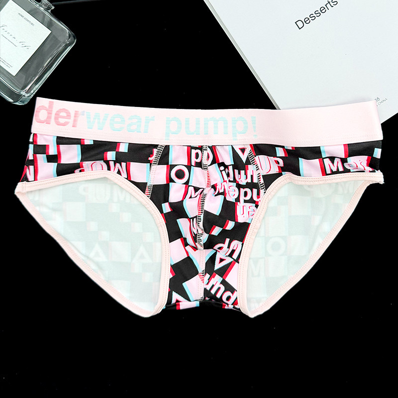 Men underwear pump!男三角内裤格子薄款U凸性感低腰潮流运动青年,淘宝优惠券,粉丝福利购,淘宝优惠卷