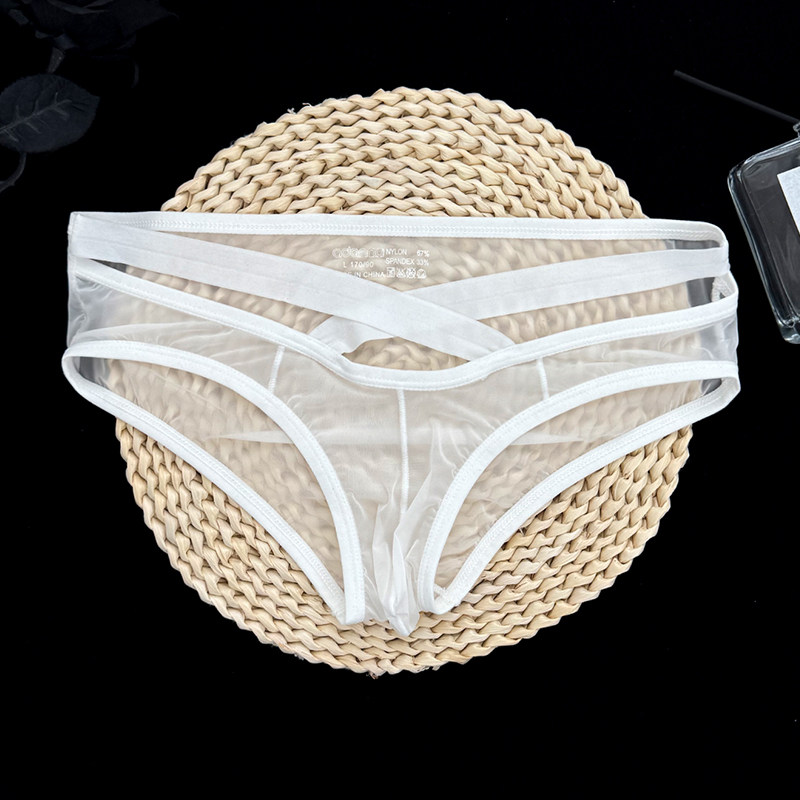 ADANNU男三角内裤交叉透明超薄透气纯欲性感低腰纯色潮流运动青年,淘宝优惠券,粉丝福利购,淘宝优惠卷