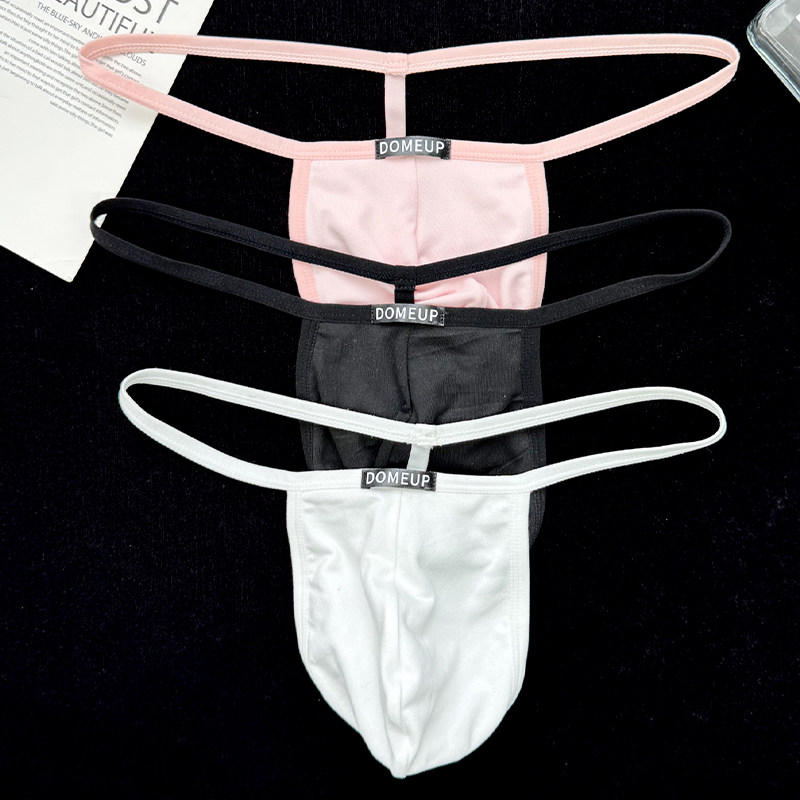 DOMEUP男丁字内裤单丁细带透气薄款纯色时尚潮流性感低腰运动青年,淘宝优惠券,粉丝福利购,淘宝优惠卷