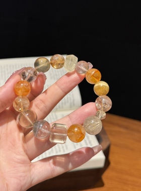 黄水晶黄胶花黄塔晶绿幽灵多宝手链女原创手工水晶手串手饰礼物