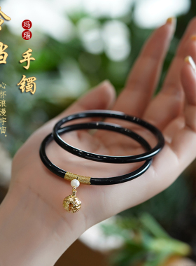 网红正品叮当镯女玛瑙玉髓手镯天然夏古风细条一对玉镯子一步一响