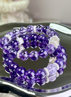 天然紫水晶手链女款单圈时尚百搭饰品礼物送女友闺蜜生日礼女生