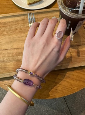 天然黑金超七水晶手链女款多圈本命年好运饰品礼物送女友闺蜜生日