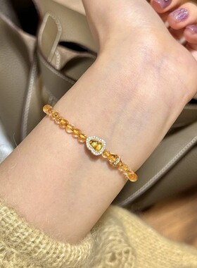 招财葫芦天然黄水晶手串叠戴精致手链轻奢高级感女s925纯银手饰