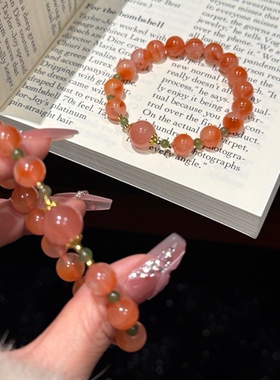 天然原矿保山南红手串女款转运珠冰飘南红玛瑙水晶手链本命年礼物