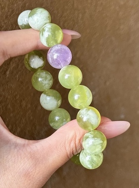 天然岫玉青提奶盖手串女串珠手链小众设计复古女生闺蜜珠子森系