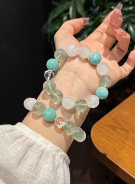 天然白水晶天河石莹石手串女原创多宝水晶喜金水手链小众轻奢礼物