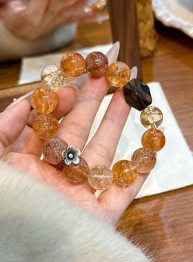 若慕锦鲤红胶花茶水晶招财手链